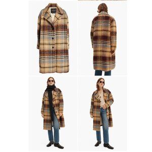 Scotch & Soda Tan and Brown Plaid Trench Coat